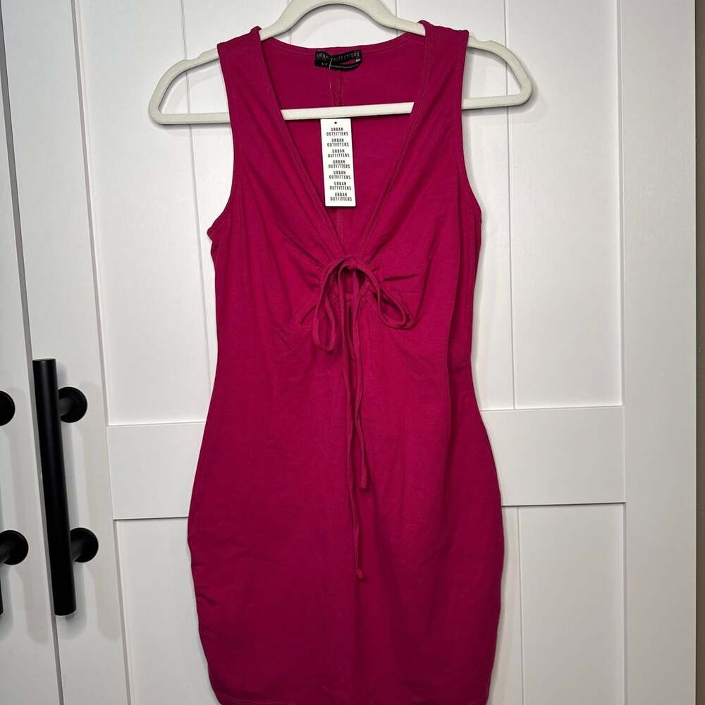 NWT Urban Outfitters Pink Tie-Front Mini Dress, Size S